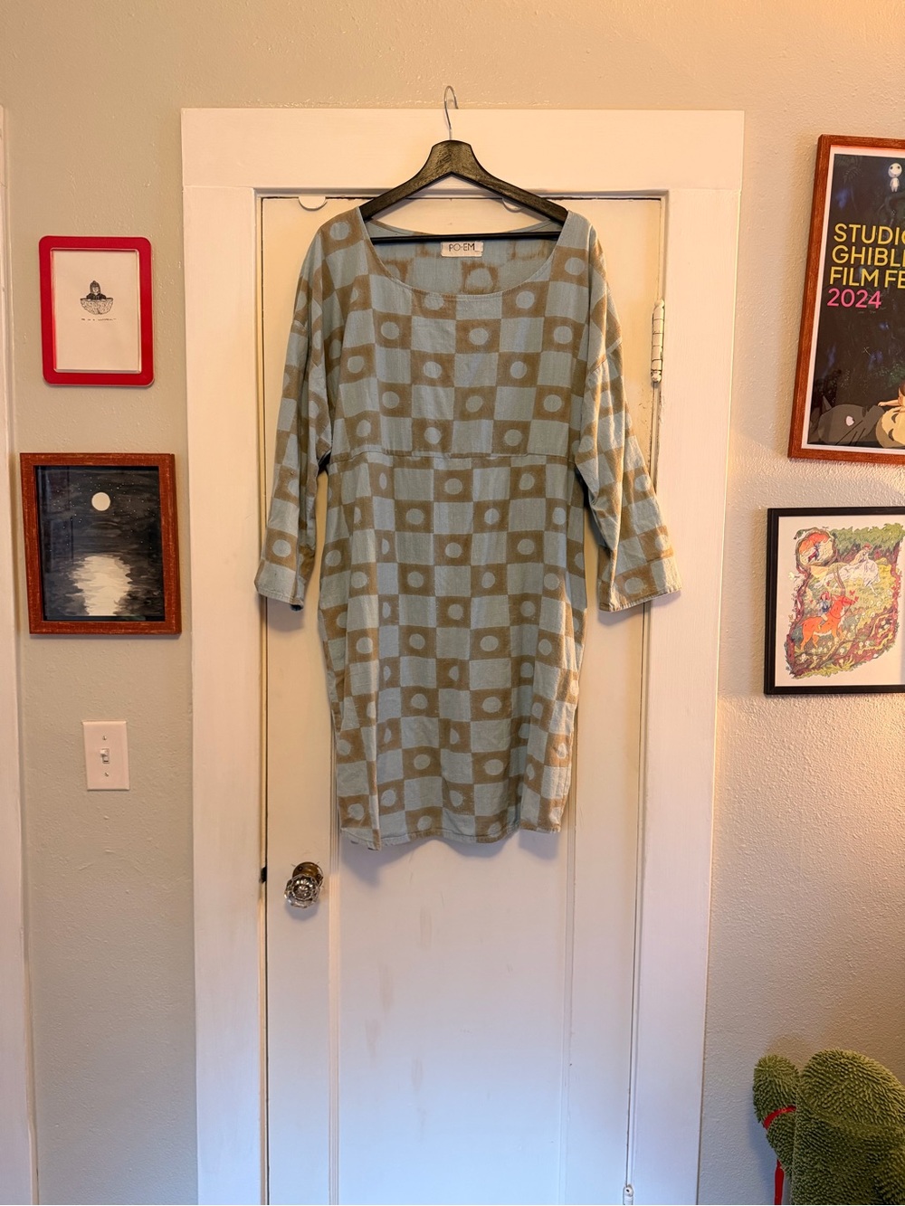 Po-Em blue and khaki/olive dress
